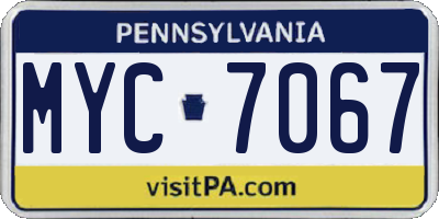 PA license plate MYC7067