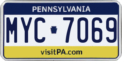 PA license plate MYC7069