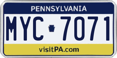 PA license plate MYC7071