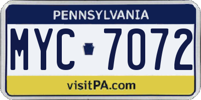 PA license plate MYC7072