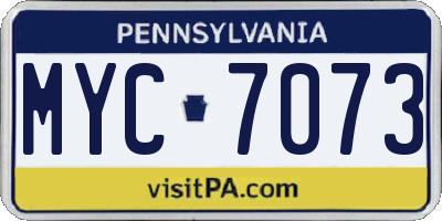 PA license plate MYC7073