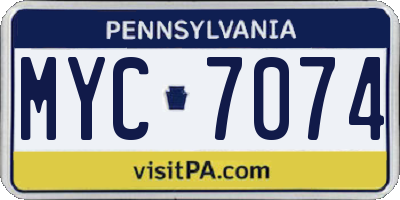PA license plate MYC7074