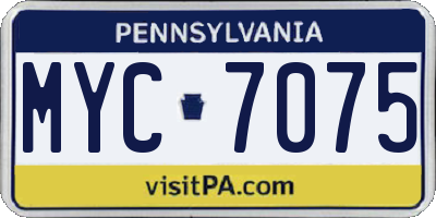 PA license plate MYC7075