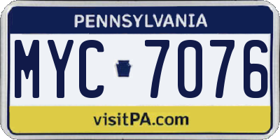 PA license plate MYC7076