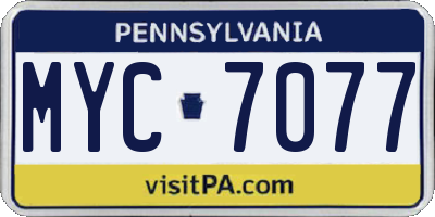 PA license plate MYC7077