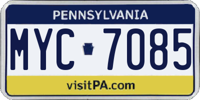 PA license plate MYC7085