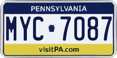 PA license plate MYC7087