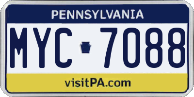PA license plate MYC7088