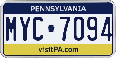 PA license plate MYC7094