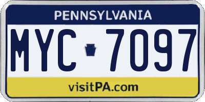 PA license plate MYC7097