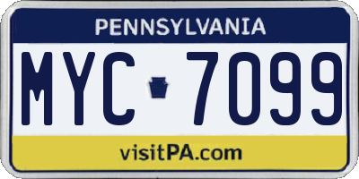PA license plate MYC7099