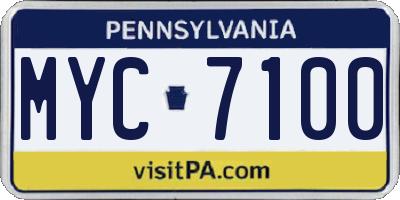 PA license plate MYC7100