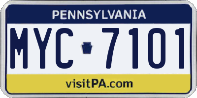 PA license plate MYC7101