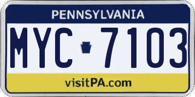 PA license plate MYC7103
