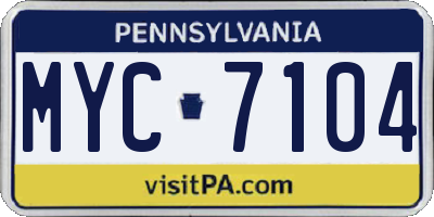 PA license plate MYC7104