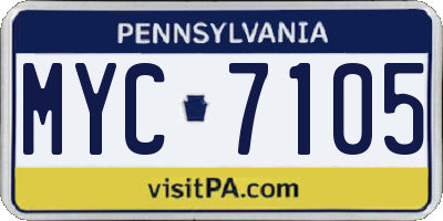 PA license plate MYC7105