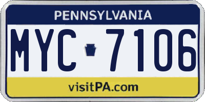 PA license plate MYC7106