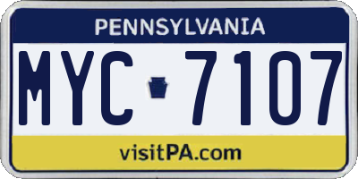 PA license plate MYC7107