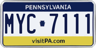 PA license plate MYC7111