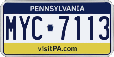 PA license plate MYC7113
