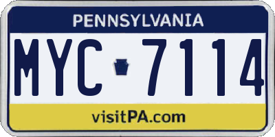 PA license plate MYC7114