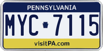 PA license plate MYC7115