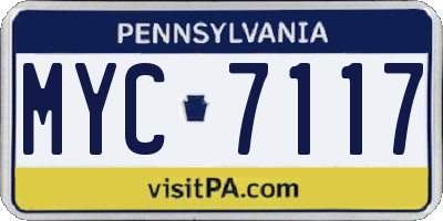 PA license plate MYC7117