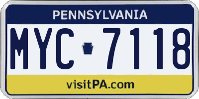 PA license plate MYC7118
