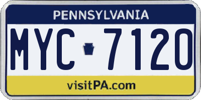 PA license plate MYC7120
