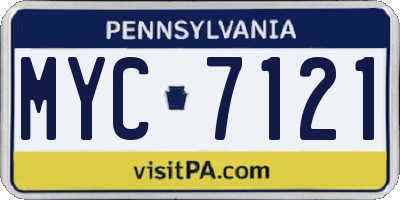 PA license plate MYC7121