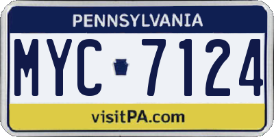 PA license plate MYC7124