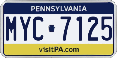 PA license plate MYC7125