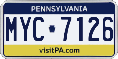 PA license plate MYC7126
