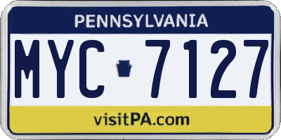 PA license plate MYC7127