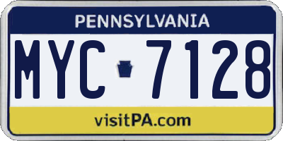 PA license plate MYC7128