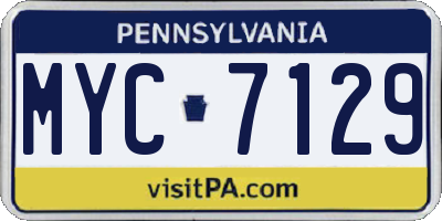 PA license plate MYC7129