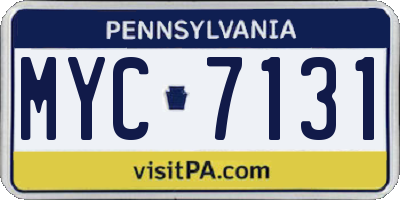 PA license plate MYC7131