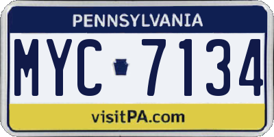 PA license plate MYC7134