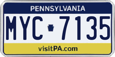 PA license plate MYC7135