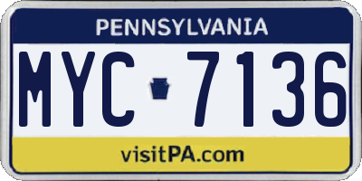 PA license plate MYC7136