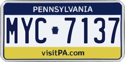 PA license plate MYC7137
