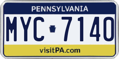 PA license plate MYC7140