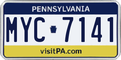 PA license plate MYC7141