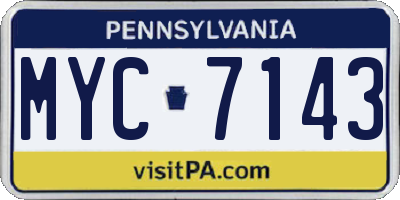 PA license plate MYC7143