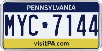 PA license plate MYC7144