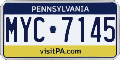 PA license plate MYC7145