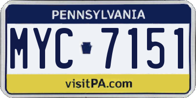 PA license plate MYC7151