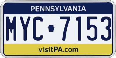PA license plate MYC7153