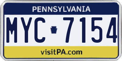 PA license plate MYC7154