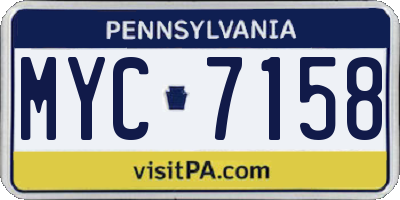 PA license plate MYC7158